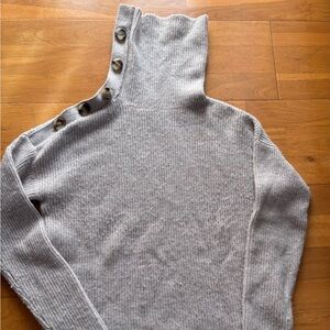 Madewell Tan Ribbed oversized Sweater with Button Detail